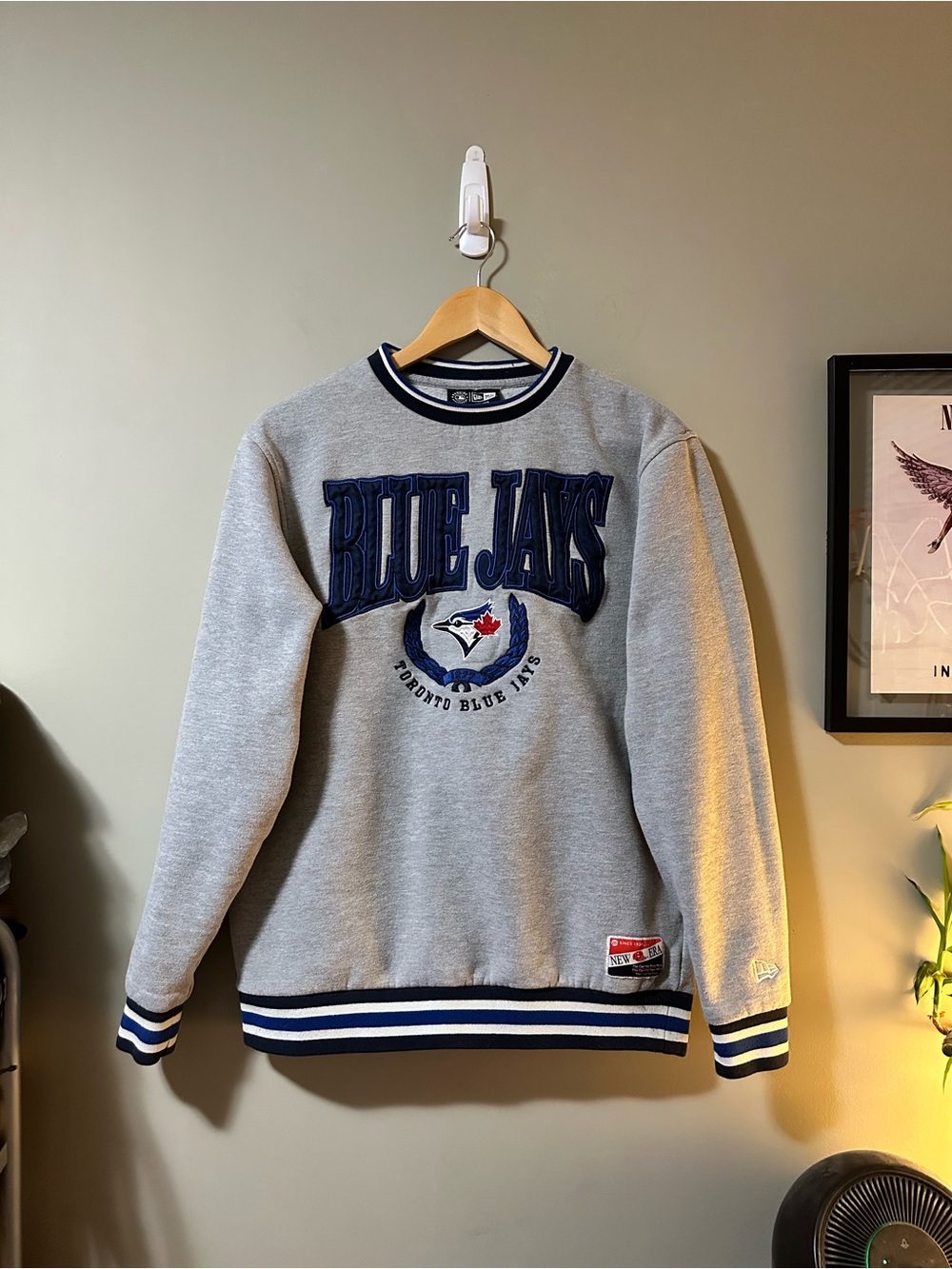 New Era Gray and Navy Toronto Blue Jays Crewneck Sweatshirt
